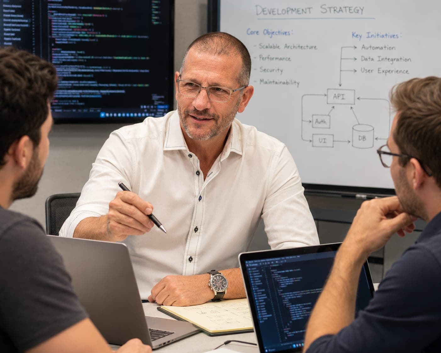 Mike Sweigart working through a development strategy with a client team